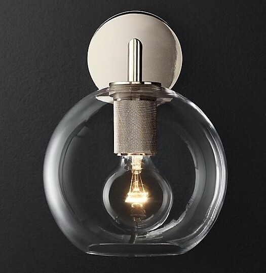 Бра Rh Utilitaire Globe Shade Single Sconce Silver By Imperiumloft