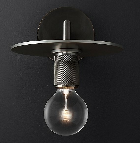 Бра Rh Utilitaire Knurled Disk Shade Sconce Black By Imperiumloft