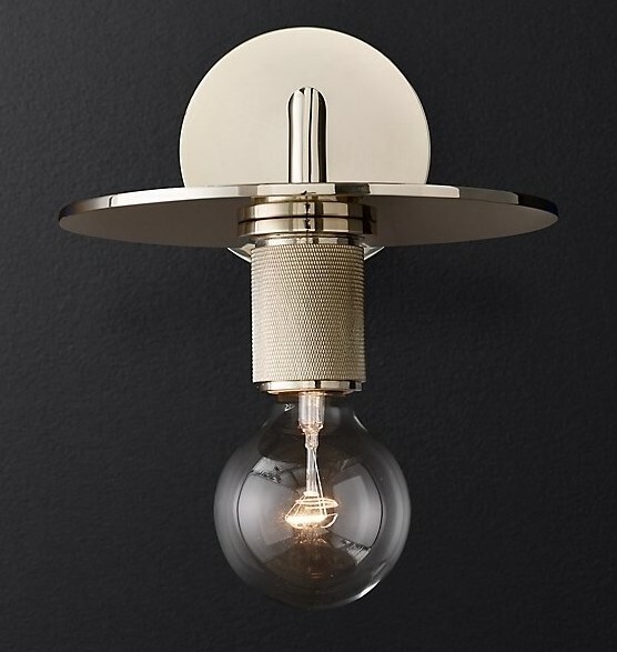 Бра Rh Utilitaire Knurled Disk Shade Sconce Silver By Imperiumloft