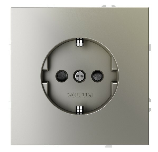 Розетка встраиваемая VOLTUM S70 с заземлением и защитными шторками, 16А, (шелк) VLS040204