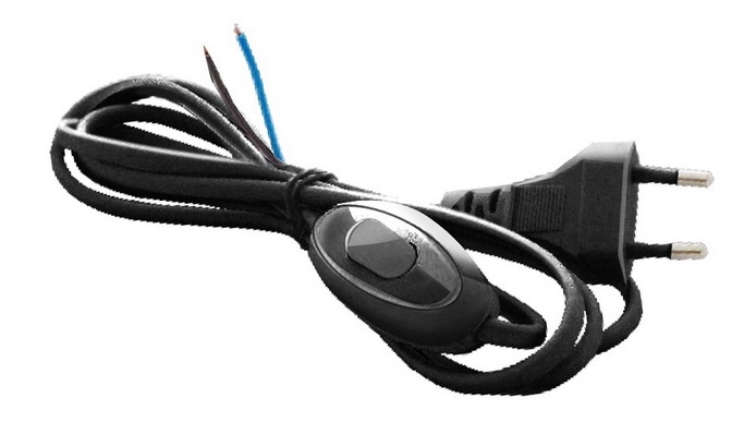 UNIVersal А1050Ч шнур для бра с выкл. 6А 250В 1,7м (ШВВП 2х0,75) _черный