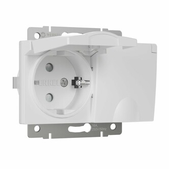 Werkel W1172201  Розетка двойная влагозащ. с зазем. с защит. крышками и шторками (белый)