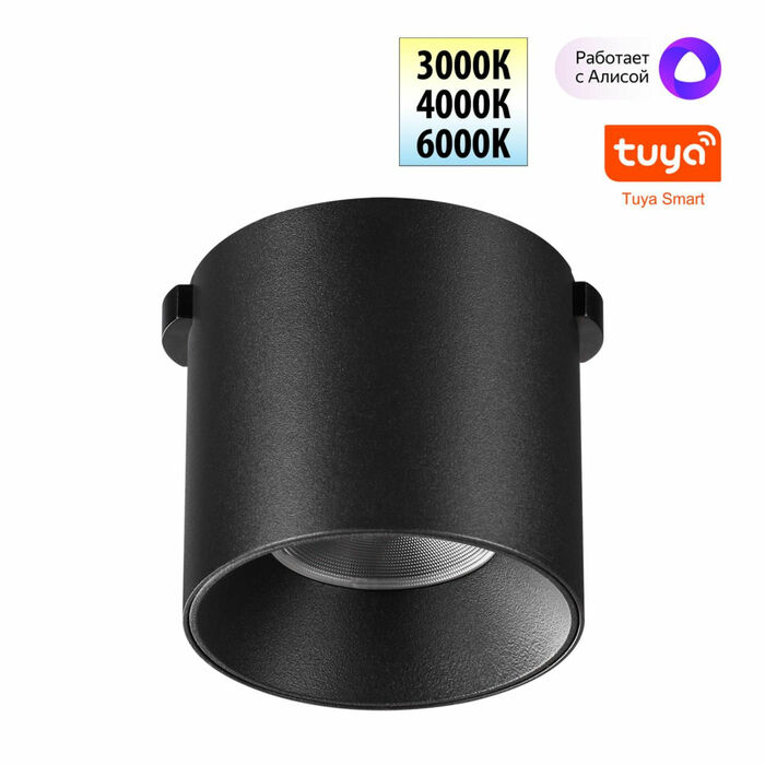 NOVOTECH 359472 SHINO NT24 000 черный Трековый смарт-светильник для низковольтного шинопровода с дву