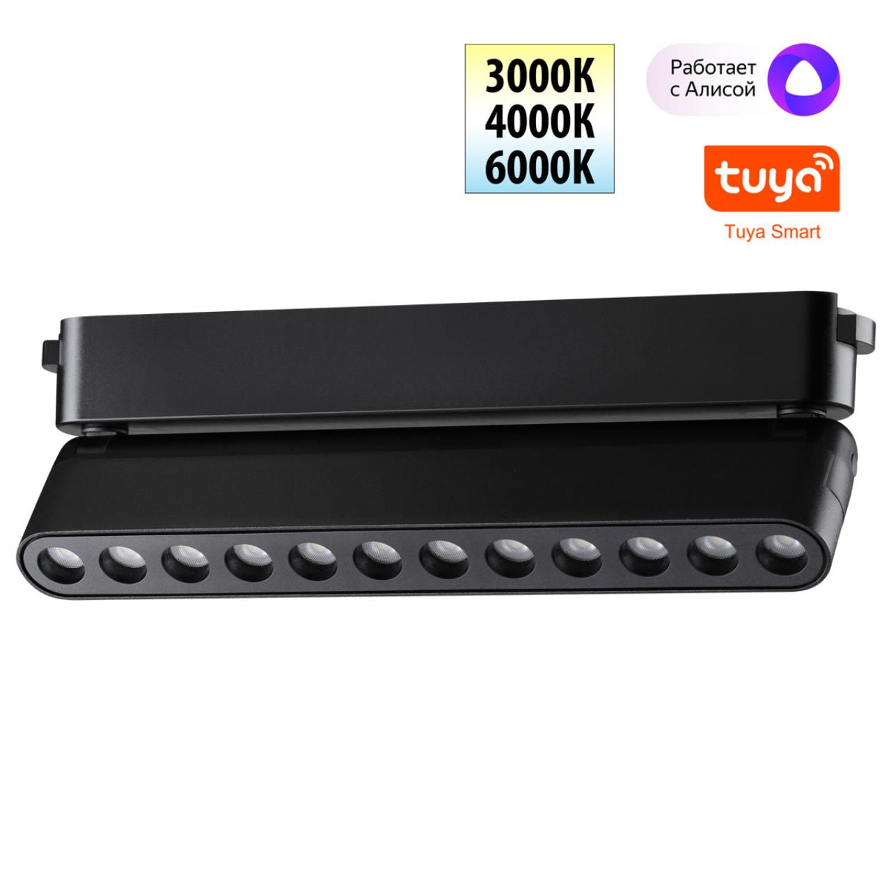 NOVOTECH 359465 SHINO NT24 000 черный Трековый смарт-светильник для низковольтного шинопровода с дву