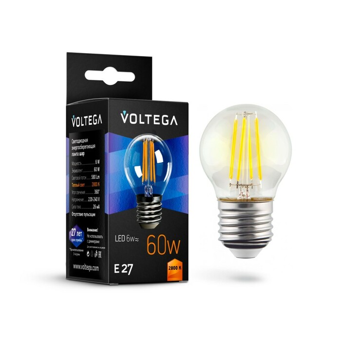 Лампочка Globe E27 6W 2800K 7023 VG10-G1E27warm6W-F