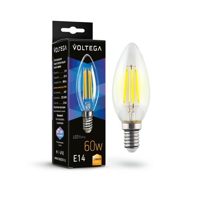 VOLTEGA Светодиодная лампа Crystal Candle 6W 2700K E14 (7197)