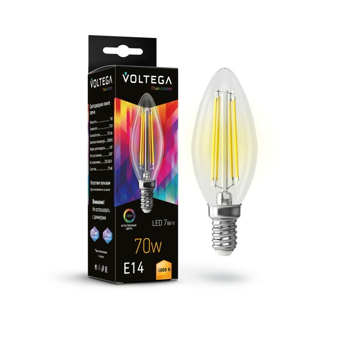VOLTEGA Светодиодная лампа Crystal Candle 7W 3000K E14 CRI97 (7216)