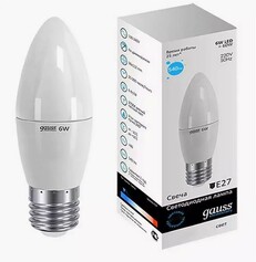 Лампа Gauss LED Elementary Свеча 6W E27 450lm 4100K 1 10 50 33226