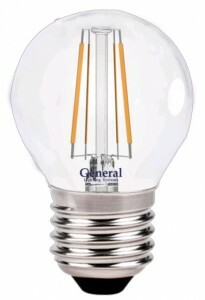 General шар P45 E27 7W 2700K 2K 45x76 филамент(нитевидная) прозр. 648000